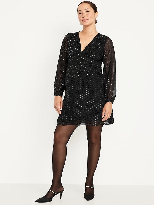 Image number 1 showing, Maternity Textured Long-Sleeve Mini Dress