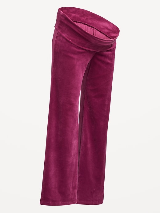 Image number 2 showing, Maternity Velour Rollover Waist Pajama Pants