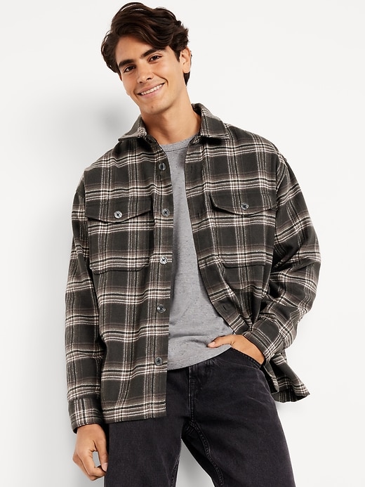Image number 3 showing, Oversized Heavyweight Plaid Flannel Shirt
