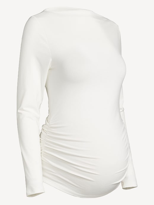Image number 1 showing, Maternity Long-Sleeve Slit-Neck T-Shirt
