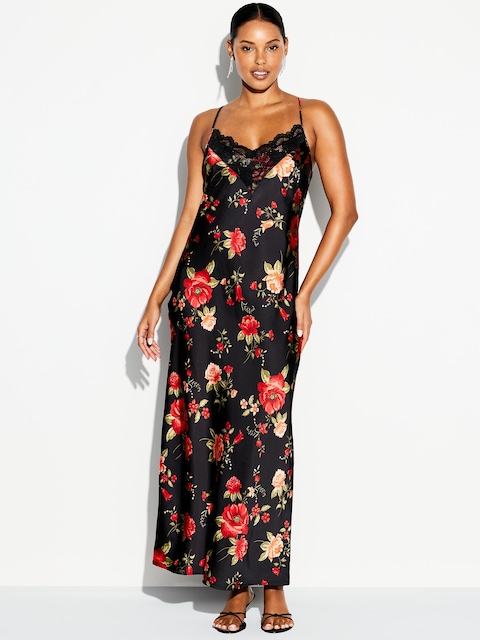 The Occasion by Old Navy Satin V-Neck Maxi Dress - Red Floral