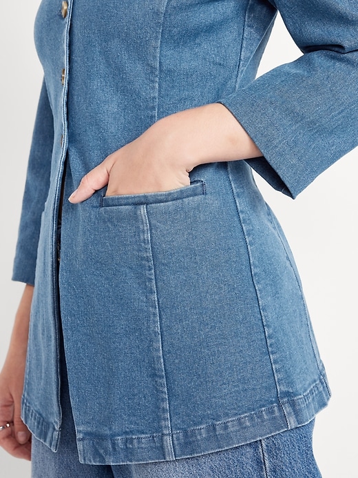 Image number 5 showing, Fitted Collarless Denim Blazer