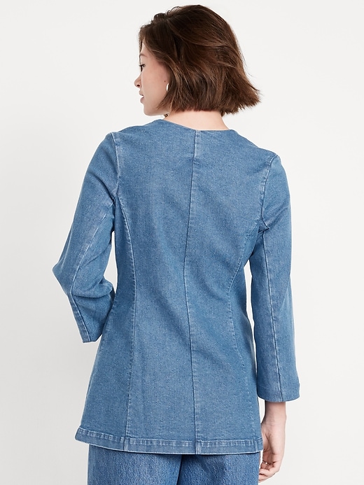 Image number 2 showing, Fitted Collarless Denim Blazer