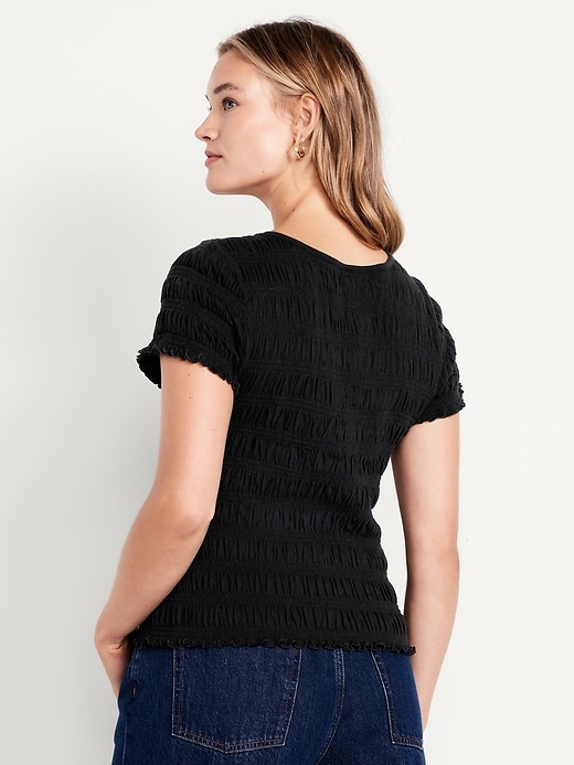 Image number 6 showing, Slit-Neck Smocked Top
