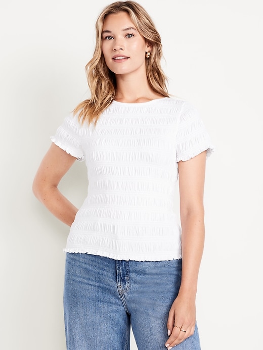 Image number 5 showing, Slit-Neck Smocked Top