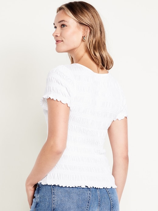 Image number 6 showing, Slit-Neck Smocked Top