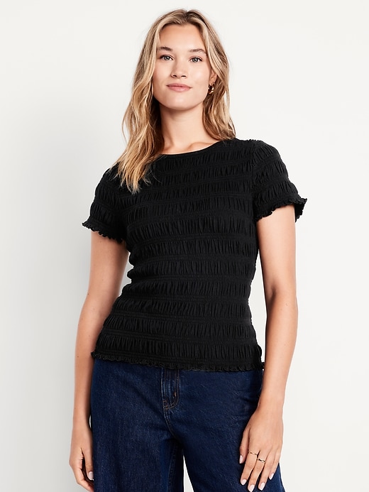 Image number 5 showing, Slit-Neck Smocked Top
