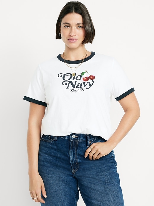 Image number 6 showing, EveryWear Crew-Neck Logo-Graphic Ringer T-Shirt