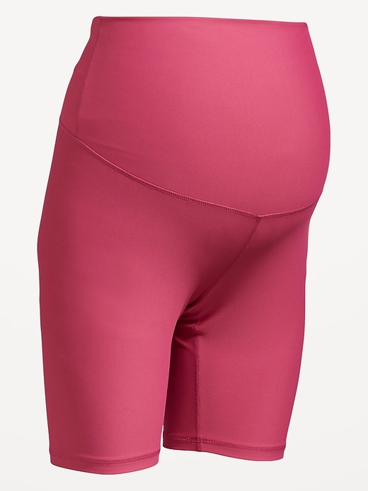 Image number 4 showing, Maternity Full Panel PowerSoft Biker Shorts -- 8-inch inseam