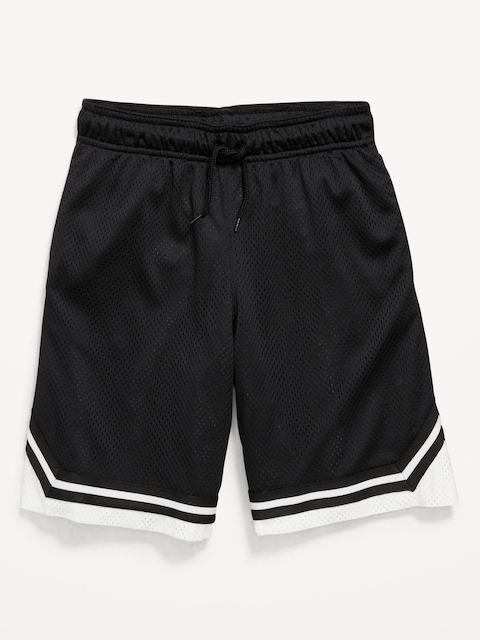 Knee Length Mesh Basketball Shorts for Boys - Blackjack