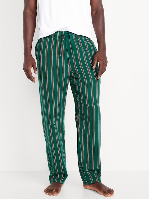 Flannel Pajama Pants for Men - Green Stripe