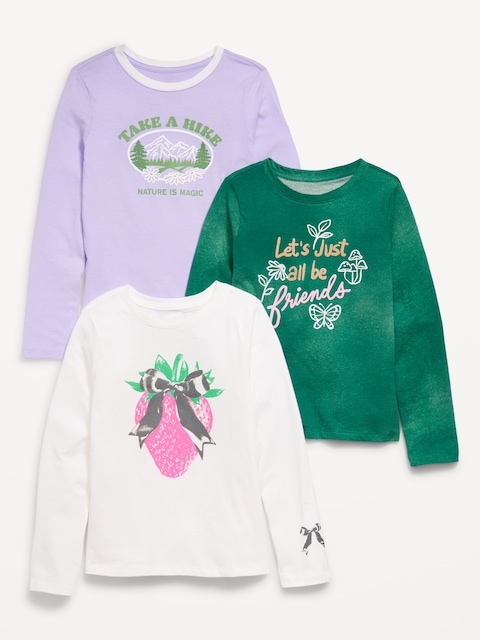 Long-Sleeve Graphic T-Shirt 3-Pack for Girls - Lavender Haven