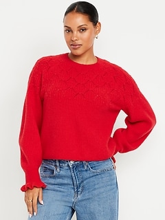 Loose Crew-Neck Cropped Sweater