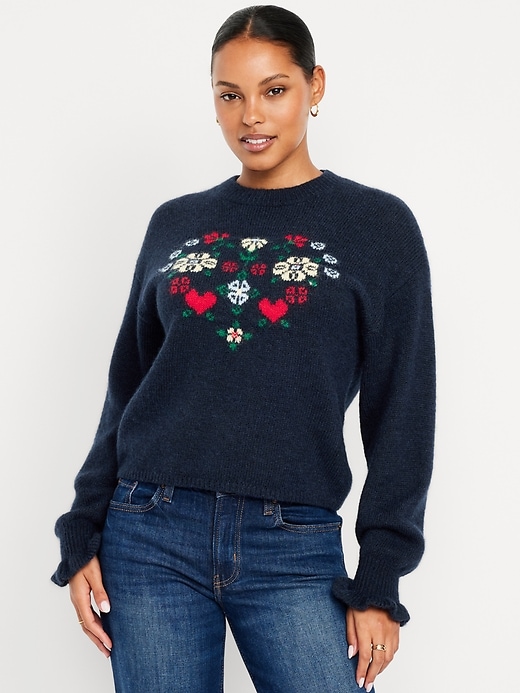 Loose Crew-Neck Cropped Sweater
