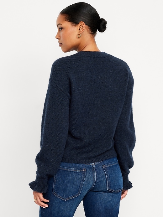 Loose Crew-Neck Cropped Sweater