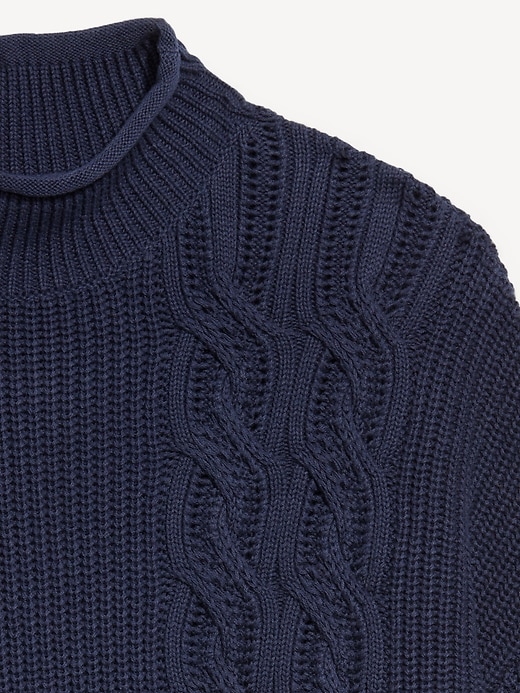 Image number 6 showing, Seaside Cotton Roll-Neck Cable-Knit Sweater