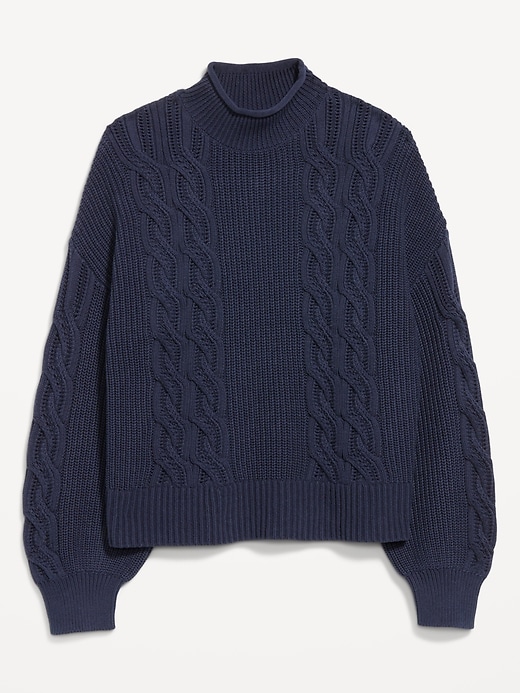 Image number 5 showing, Seaside Cotton Roll-Neck Cable-Knit Sweater