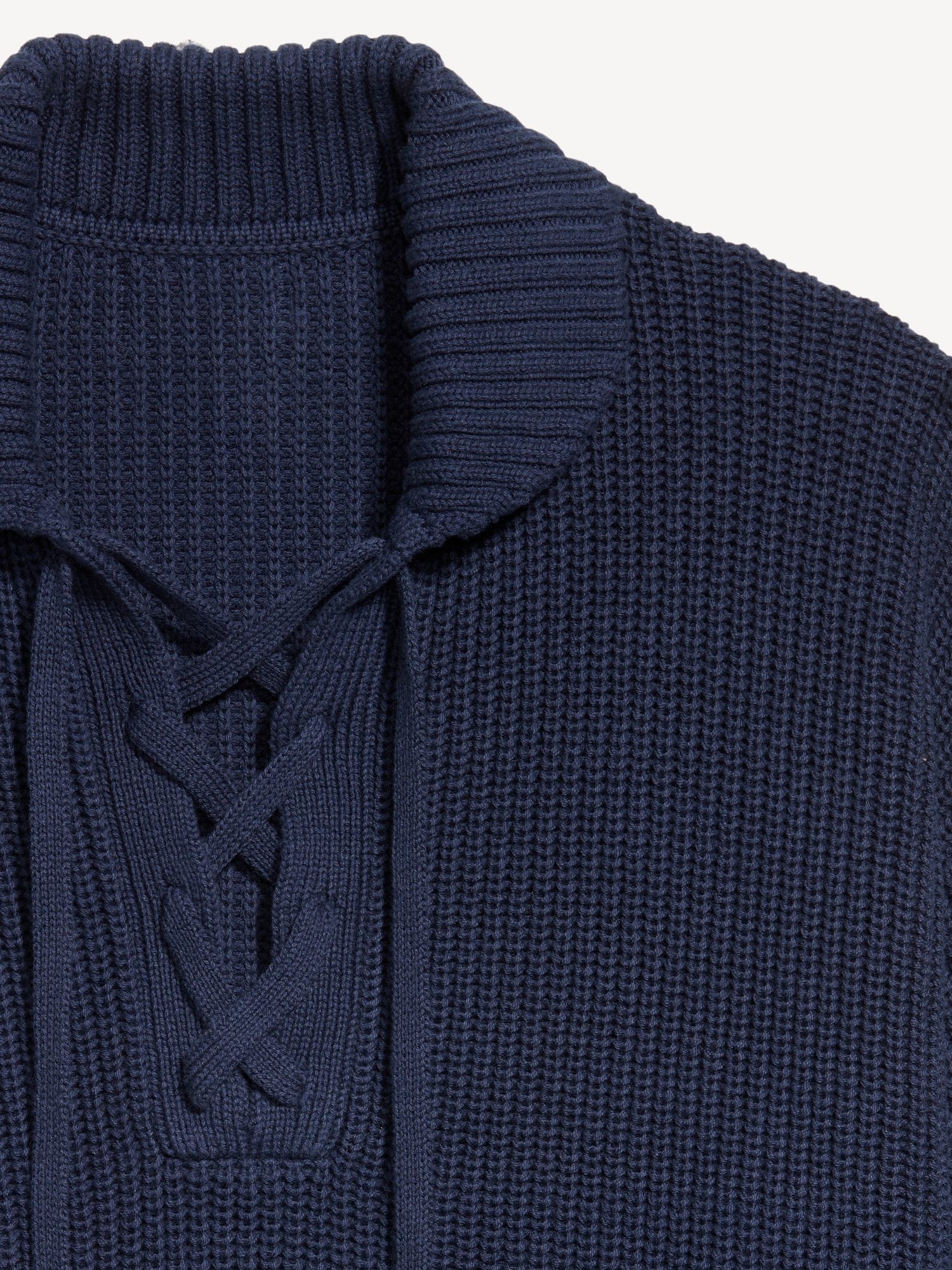 Seaside Cotton Lace-Up Collar Sweater