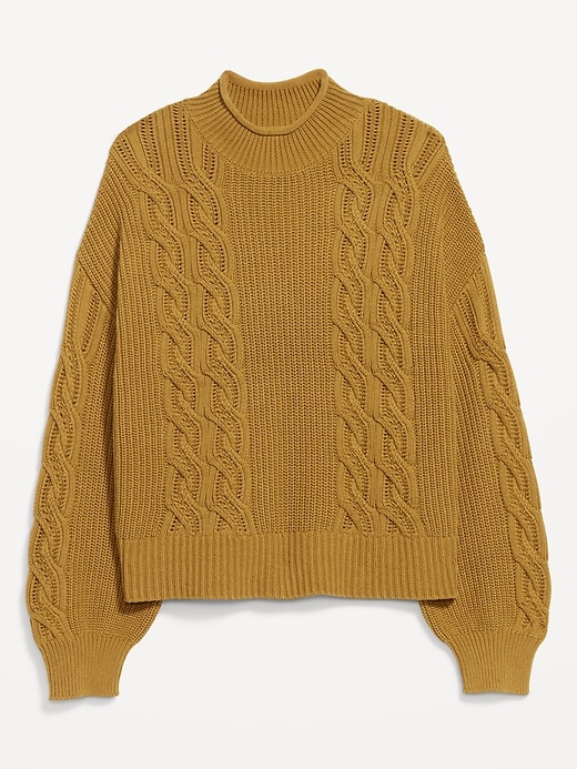 Image number 5 showing, Seaside Cotton Roll-Neck Cable-Knit Sweater