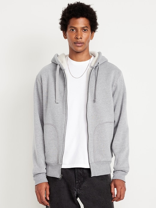 Image number 1 showing, Sherpa-Lined Fleece Zip Hoodie