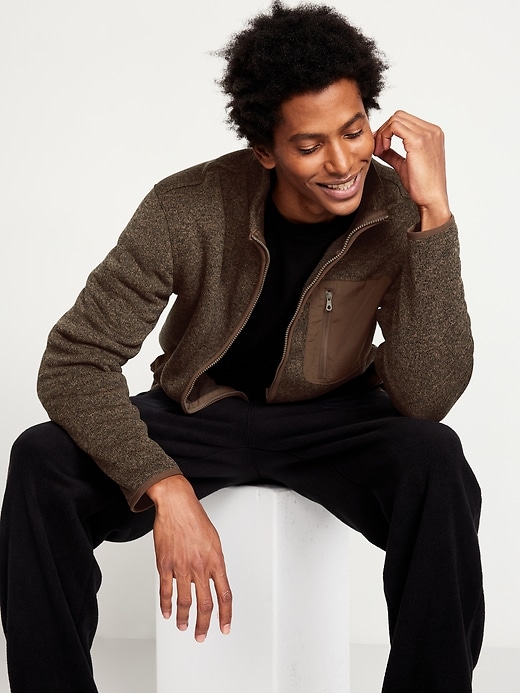 Image number 3 showing, Sherpa-Lined Fleece-Knit Jacket