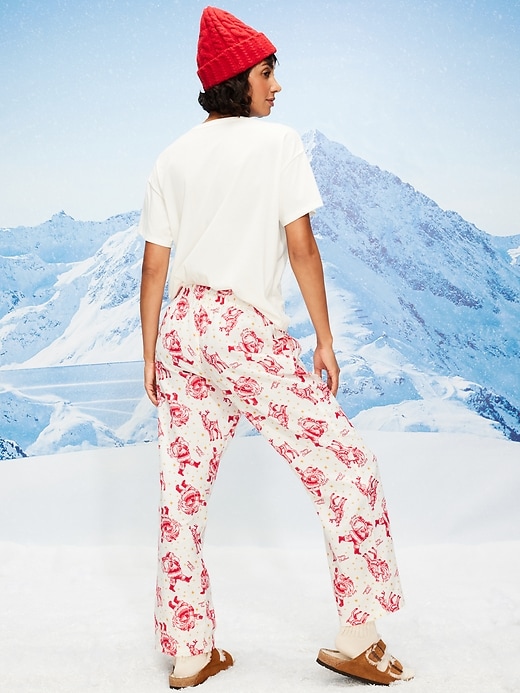 Image number 2 showing, Mid-Rise Printed Flannel Pajama Pants for Women