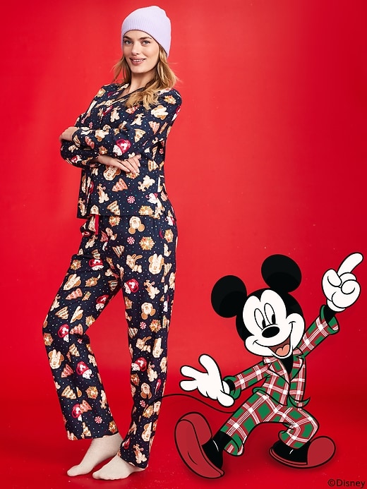 Image number 1 showing, Old Navy x Disney Mickey Mouse & Friends Printed Flannel Pajama Set for Women