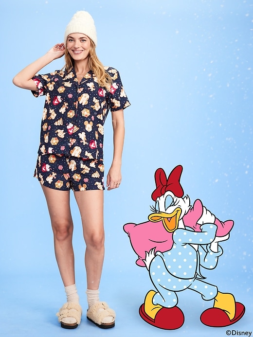 Image number 1 showing, Old Navy x Disney Printed Flannel Pajama Short Set for Women