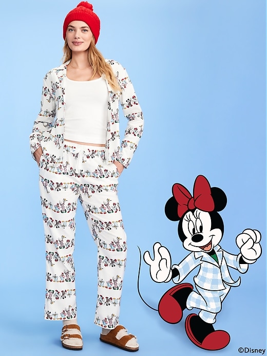 Image number 1 showing, Old Navy x Disney Mickey Mouse & Friends Printed Flannel Pajama Set for Women