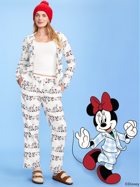 Old Navy x Disney Mickey Mouse & Friends Printed Flannel Pajama Set for Women - Disney Parade (Match The Fam!)