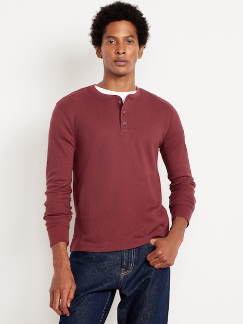 Waffle Henley T-Shirt - Clove