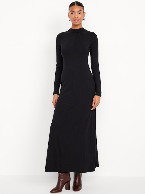 Mock Neck Maxi Dress - Black Jack
