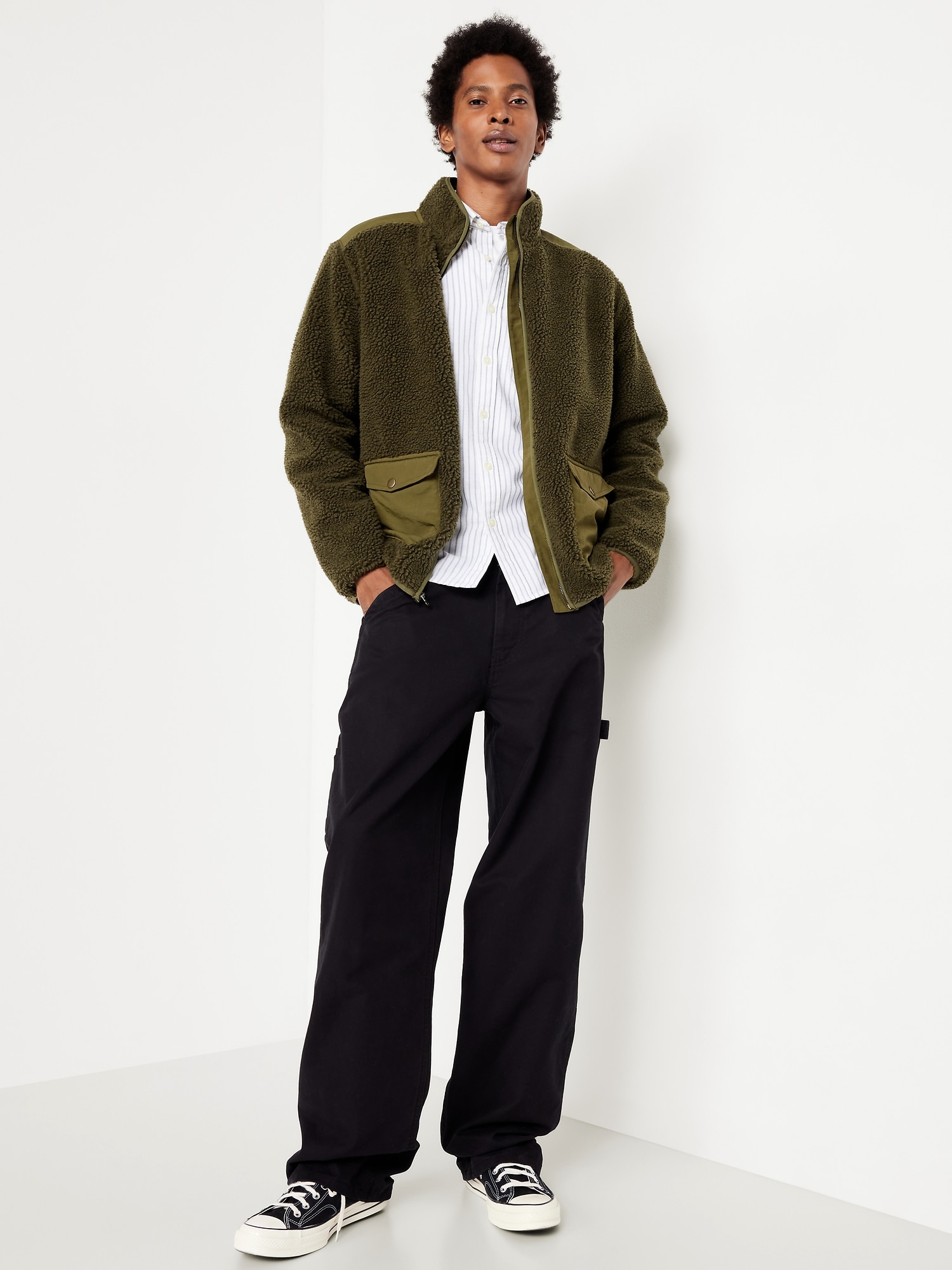 Loose Utility Sherpa Jacket