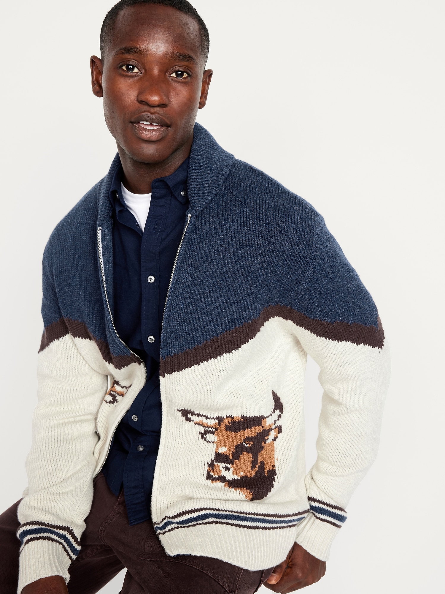 Graphic Zip Cardigan Sweater | Old Navy