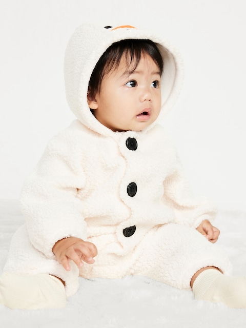 Hooded Sherpa Snowman One-Piece for Baby