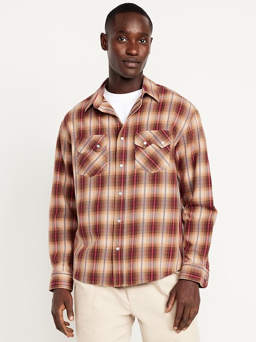 Image number 1 showing, Textured Plaid Western Pocket Shirt