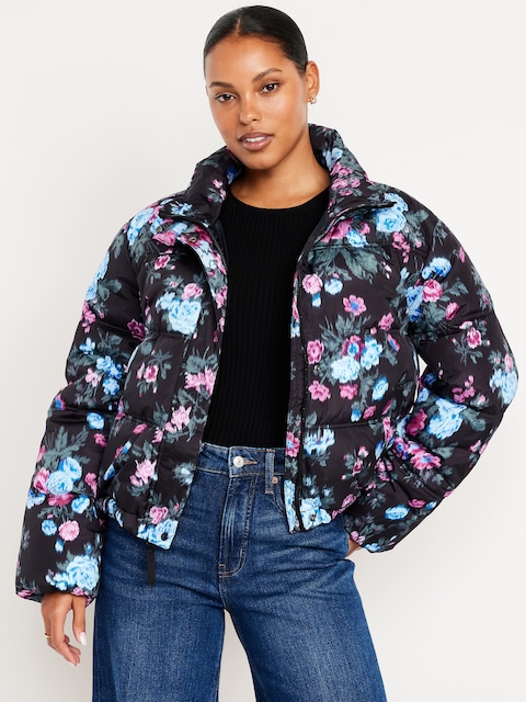 Water-Resistant Printed Puffer Jacket
