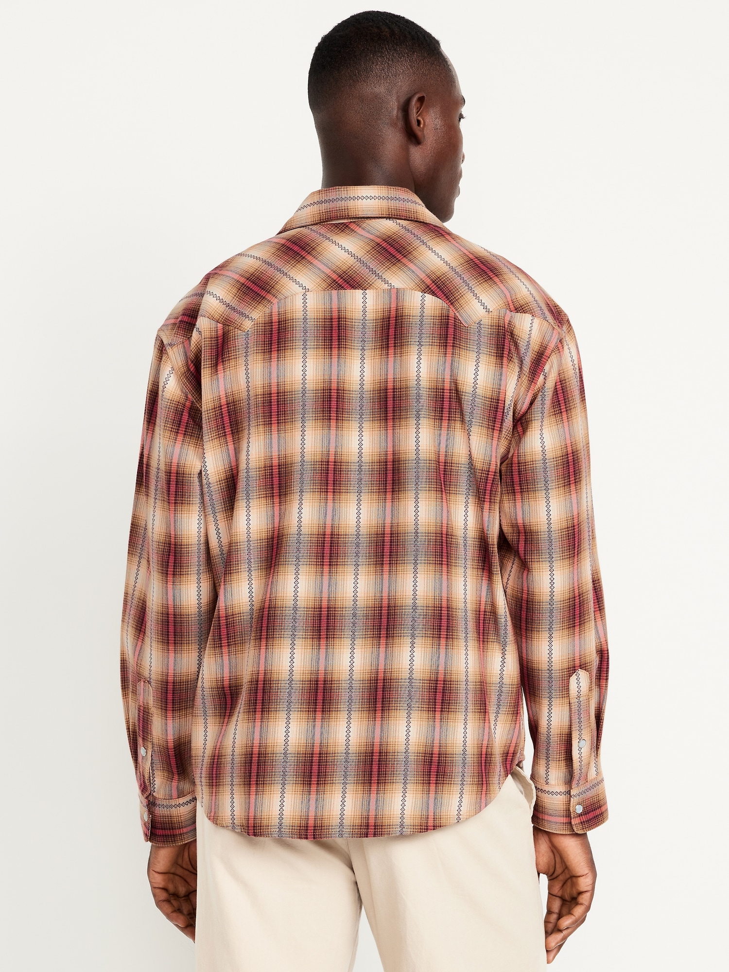 Textured Plaid Western Pocket Shirt