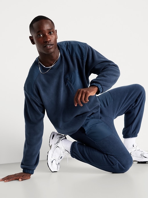 Image number 3 showing, Oversized Microfleece Utility Pocket Crew-Neck