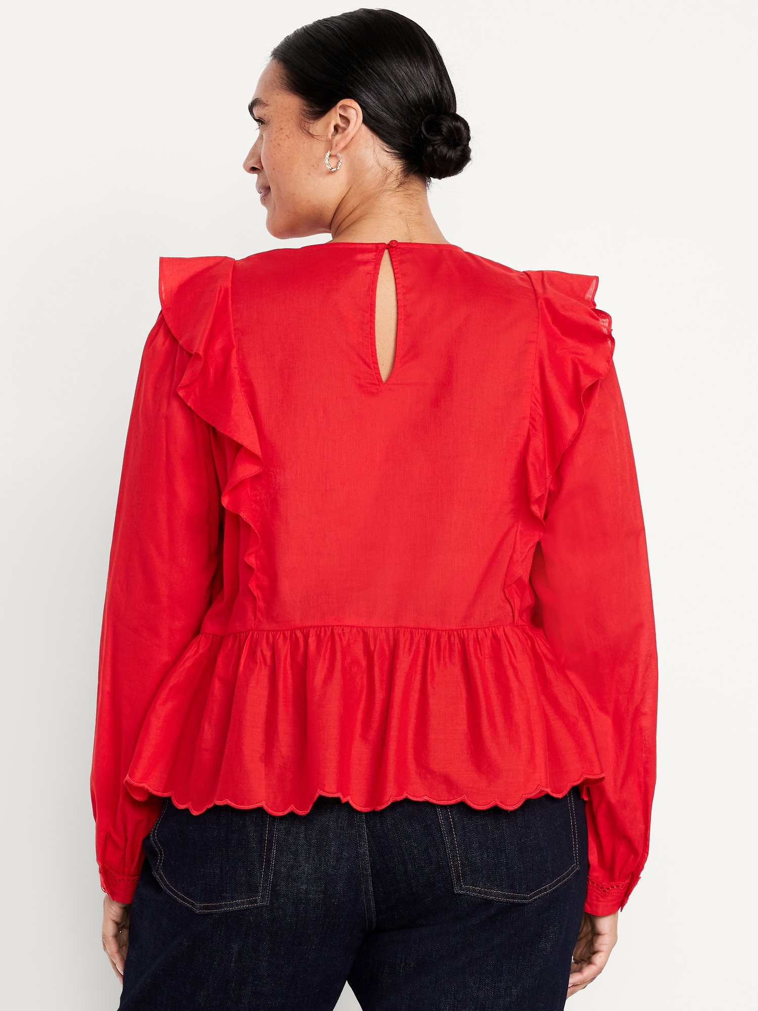 High-Neck Ruffle Peplum Top