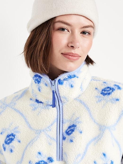 Image number 3 showing, Printed Loose Sherpa Quarter-Zip Pullover