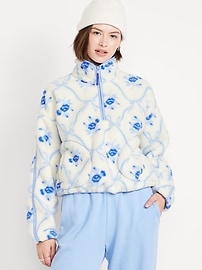Image number 1 showing, Printed Loose Sherpa Quarter-Zip Pullover