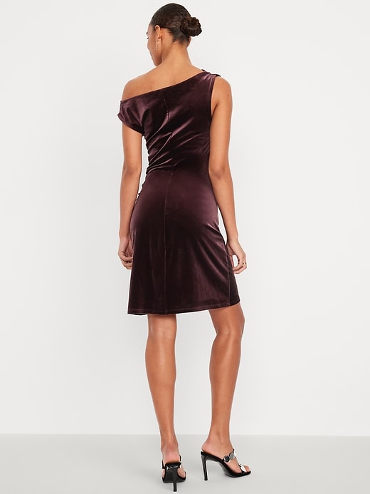 Image number 2 showing, Off-the-Shoulder Ruched Velvet Mini Dress