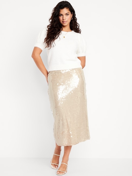 Image number 7 showing, High-Waisted Sequin Midi Pencil Skirt