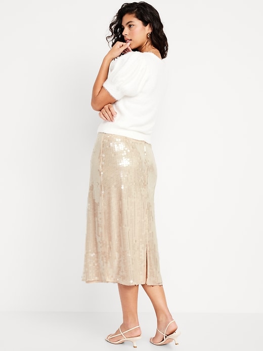 Image number 8 showing, High-Waisted Sequin Midi Pencil Skirt