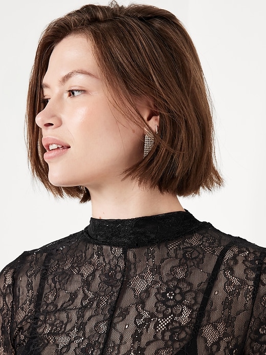 Image number 5 showing, Mock Neck Lace Maxi Dress