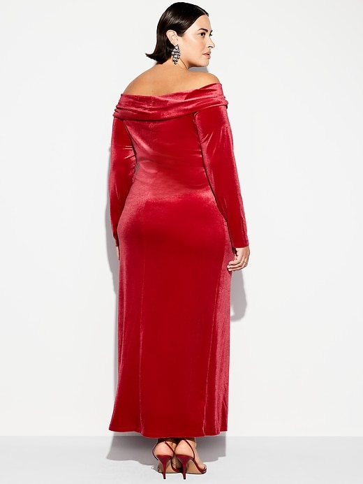 Image number 10 showing, The Occasion by Old Navy Velvet Off-Shoulder Maxi Dress