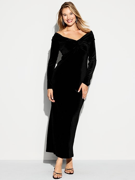 Image number 8 showing, The Occasion by Old Navy Velvet Off-Shoulder Maxi Dress