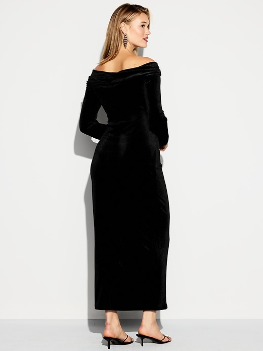 Image number 9 showing, The Occasion by Old Navy Velvet Off-Shoulder Maxi Dress