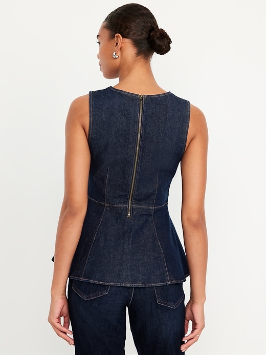 Image number 2 showing, High-Neck Jean Peplum Top